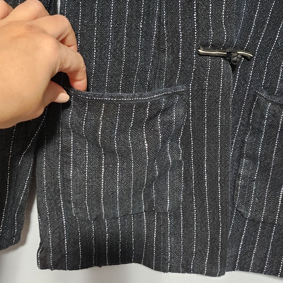 SHANGHAI TANG Mandarin Pure Silk Striped Woven Jacket Frog Button Down Jacket 10 - Picture 4 of 16